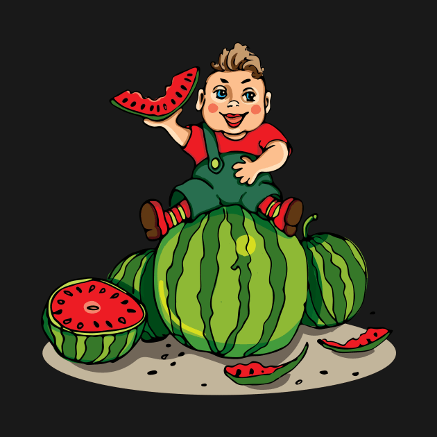 funny kid with watermelon by EEVLADA