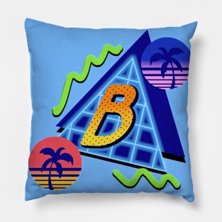 Initial Letter B - 80s Synth Pillow