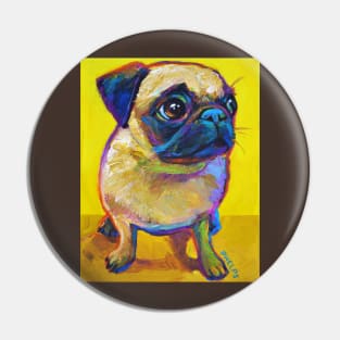 Adorable Pug Puppy on Yellow Pin