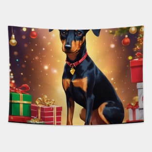 christmas style Manchester terrier Tapestry