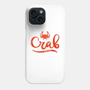 Logo Crab logo with illustration of sea red animal. Phone Case
