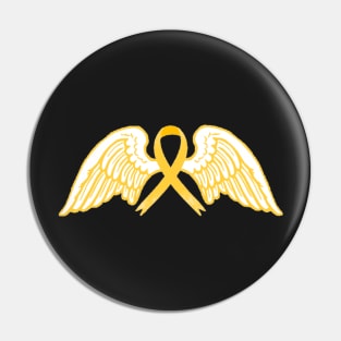 Yellow Awareness Ribbon with Angel Wings 2 Pin