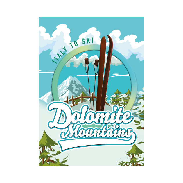 Dolomite mountains italy ski logo by nickemporium1