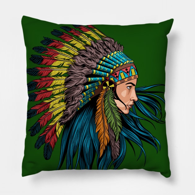 Native american warrior Pillow by PCMdesigner