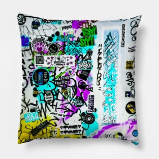 Graffiti Street Tags NYC Stickers Pillow