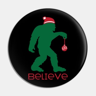 Believe Bigfoot Santa Claus funny Bigfoot lover Christmas gift Pin