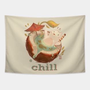 Chill cat vacation Tapestry