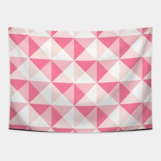 Pink Fuchsia Rose Salmon White Geometric Triangles Pattern Tapestry