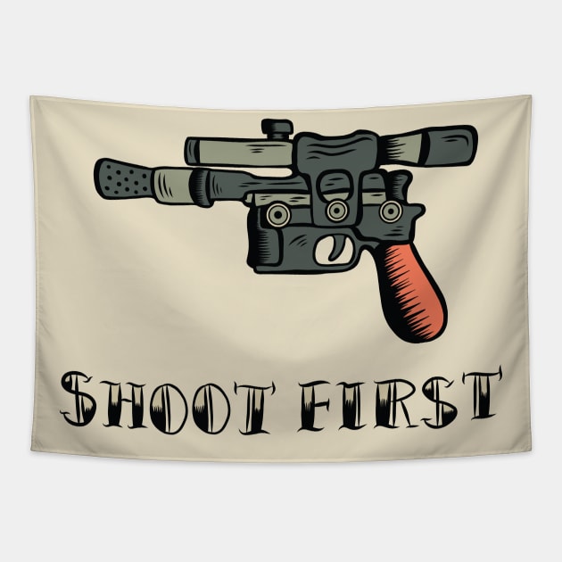 Shoot First Tapestry by ryandraws_stuff