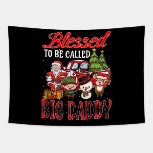 Blessed To Be Called Big Daddy Christmas Buffalo Plaid Truck Tapestry