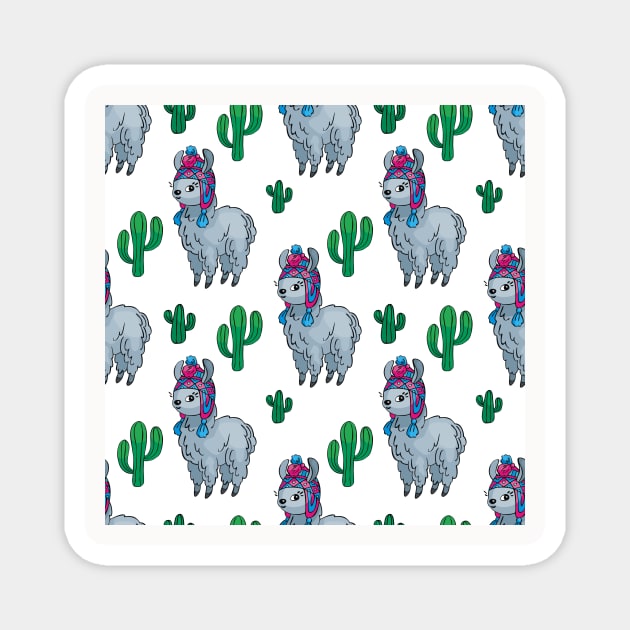 Cute Llamas Neck Gator Cactus Gray Lllama Magnet by DANPUBLIC