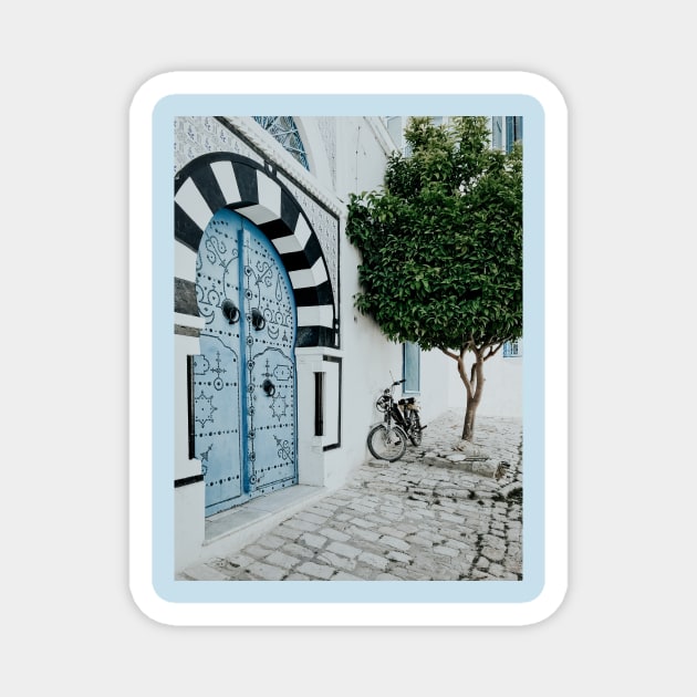 Blue Arabic door Magnet by Melissa Peltenburg Travel Photography