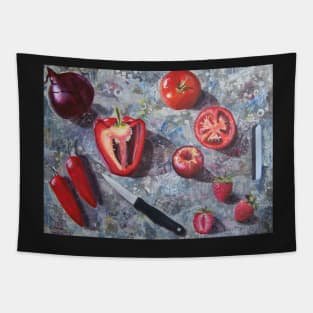 Chopping board with red fruit and vegetables Tapestry