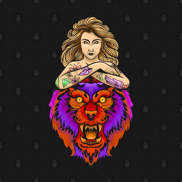 LION GIRL TATTOO by AWANG ART STUDIO