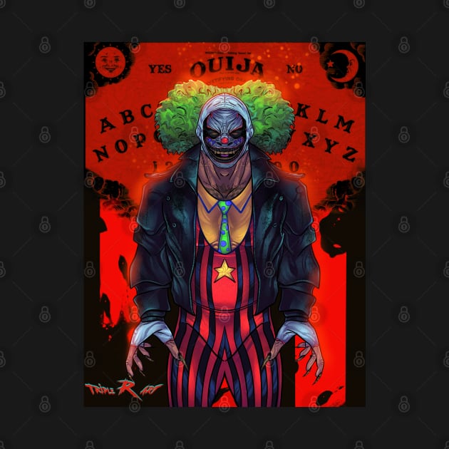 Wrestling creepy clown ouija by Triple R Art