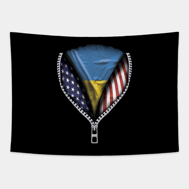 Ukrainian Flag  Ukraine Flag American Flag Zip Down - Gift for Ukrainian From Ukraine Tapestry by Country Flags