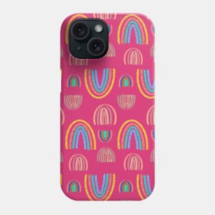 Hot Pink Boho Rainbows fuchsia crazy 80s chick Phone Case