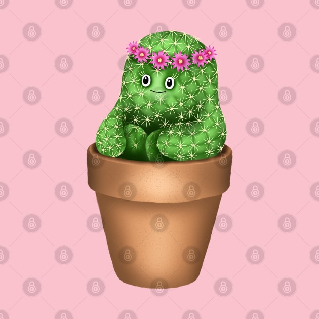 Cute Cactus (Pink Background) by illucalliart