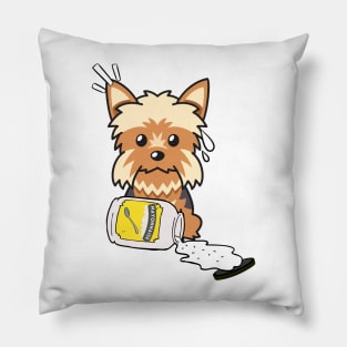 Naughty Yorkshire Terrier Spilled Mayonnaise Pillow