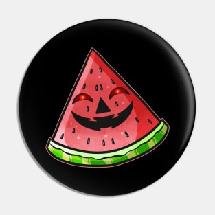 Evil Jack O Lantern Face in Watermelon Halloween Pin