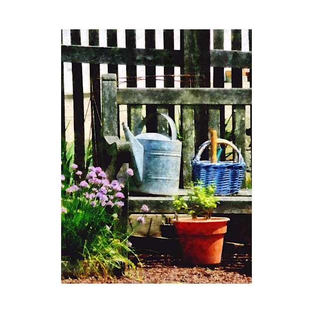 Watering Can and Blue Basket by SusanSavad