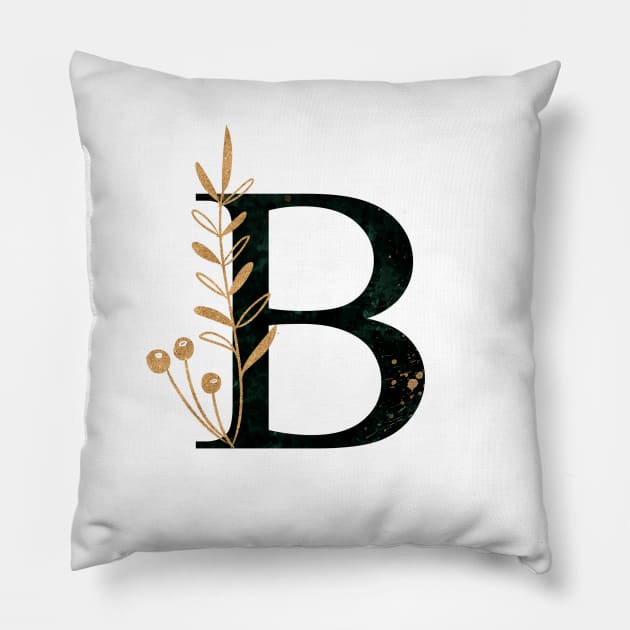 Marble Monogram B Letter B Pillow by MysticMagpie