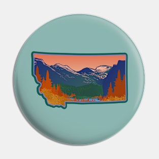 Montana State Outline With Galcier WPA Poster Style Art Pin