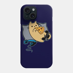 Nerdy Gamer Cat Eating Pizza Game Paused Phone Case