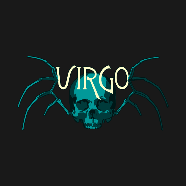 Blue Virgo Skull and Virgin Wing Bones - Zodiac Astrology by RyanJGillDesigns