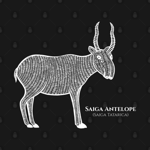 Saiga Antelope with Common and Latin Names - detailed animal design by Green Paladin