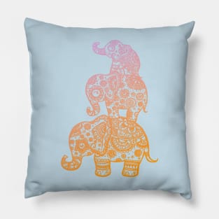 Elephant Family in Color Pillow