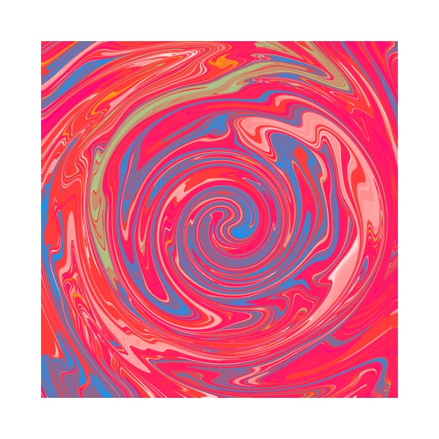 Peach Red Rose Swirl Marble Design Abstract Art by Grafititee