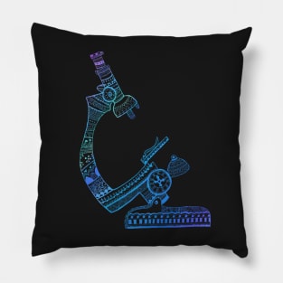 Beautiful Blue colourful Microscope mandala Pillow