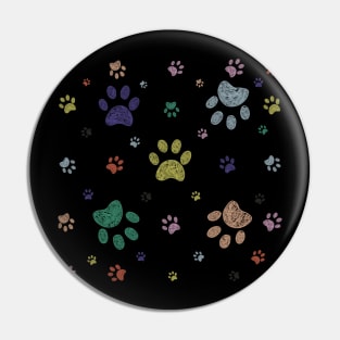 Doodle colorful paw prints Pin