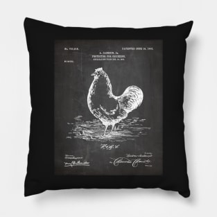 Chicken Hens Patent - Chef Cook Chicken Coop Art - Black Chalkboard Pillow