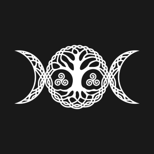 Triple Moon Goddess with triskele and tree of life T-Shirt