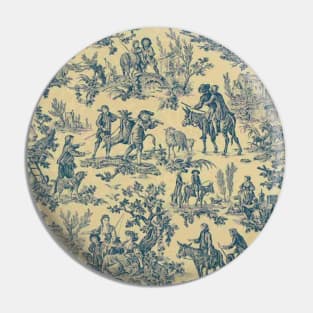 Toile de Jouy - blue and yellow Pin