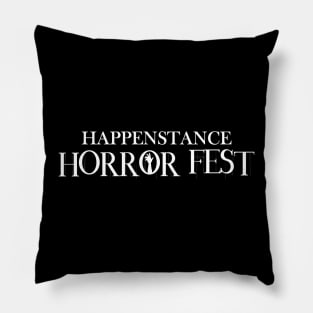 Happenstance Horror Fest White Logo Pillow