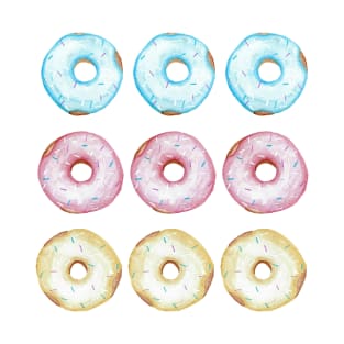 Watercolor fun bright donut pattern T-Shirt