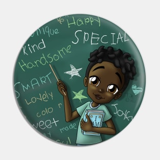 Black Boy and Positive Words Pin