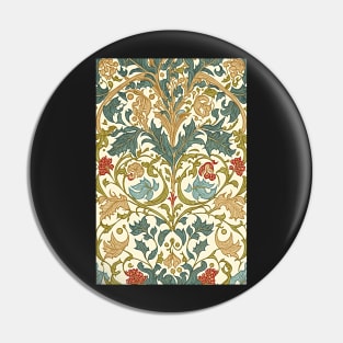 Floral Garden Botanical Print with Fall Flowers and Leaves Pin