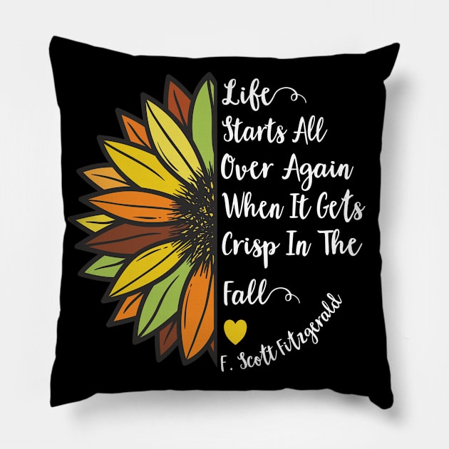 Fall Quote with Autumn Sunflower Pillow by Beautiful Butterflies by Anastasia