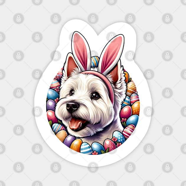 West Highland White Terrier Celebrates Easter with Bunny Ears Magnet by ArtRUs