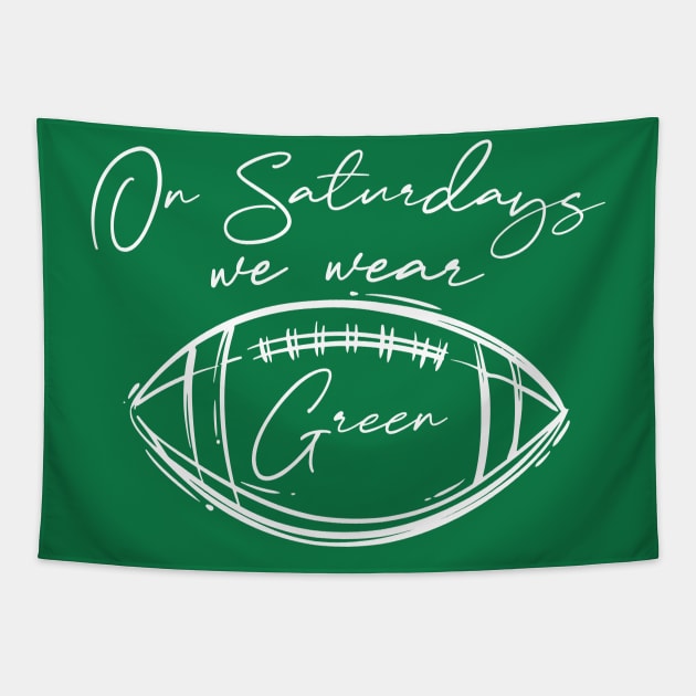 On Saturdays We Wear Green // Vintage School Spirit // Go Green Script Tapestry by SLAG_Creative