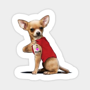 Chihuahua Dog Tattoo I Love Mom Magnet