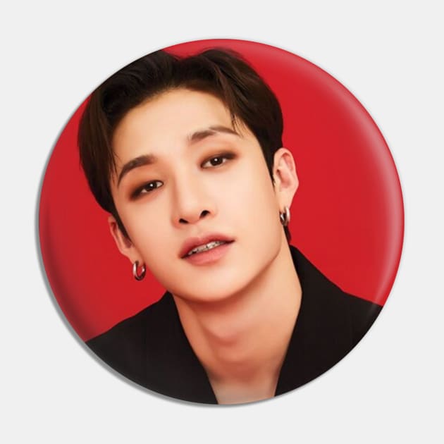 Kpop Stray Kids Bangchan Red Background Pin by StarBunnyDesigns