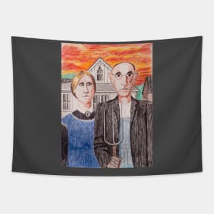 American Gothic Farmers Tapestry