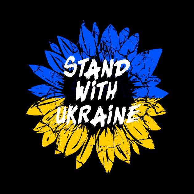 Stand with Ukraine Sunflower Ukrainian Flag Colors by Bezra