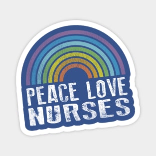 PEACE LOVE NURSES - RETRO RAINBOW Magnet