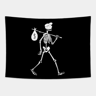 Skull with money bag Tapestry